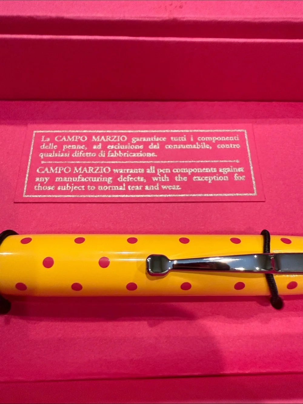 Campo Marzio Mipo Yellow Polka Dot Ballpoint Pen with Pink Gift Box